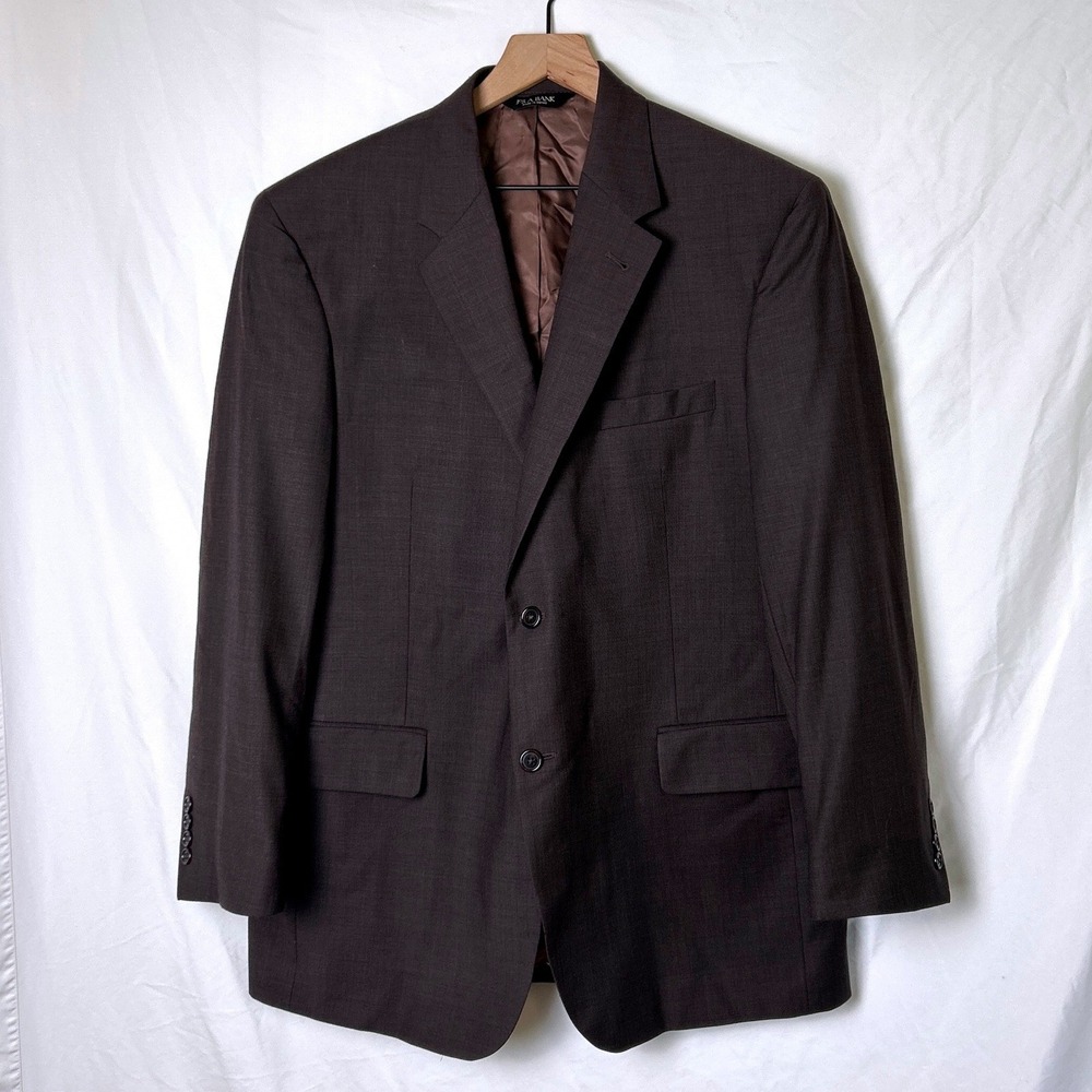 Jos A Bank Mens Signature Collection Wool 2-Button Blazer Size 42R Brown Preppy